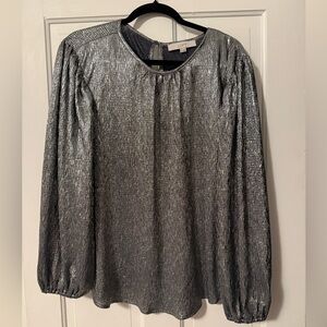 LOFT Shimmering Silver Blouse